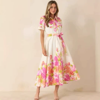 2026新款跨境亚马逊独立站同款欧美风时尚女装印花款大码连衣裙