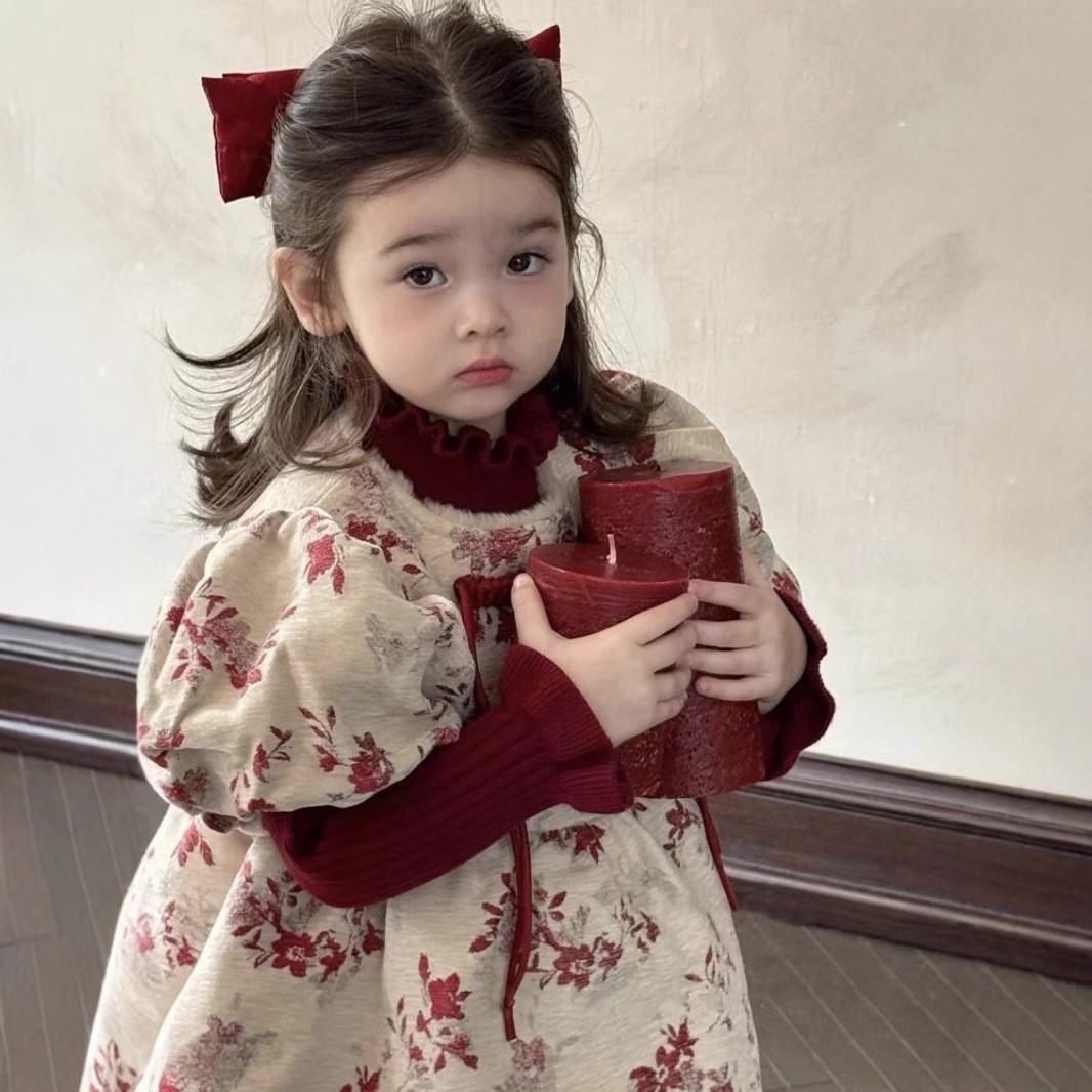 Bebé cómodo vestido de Año Nuevo de invierno vestido de princesa festivo vestido de bebé nuevo estilo chino vestido de lana