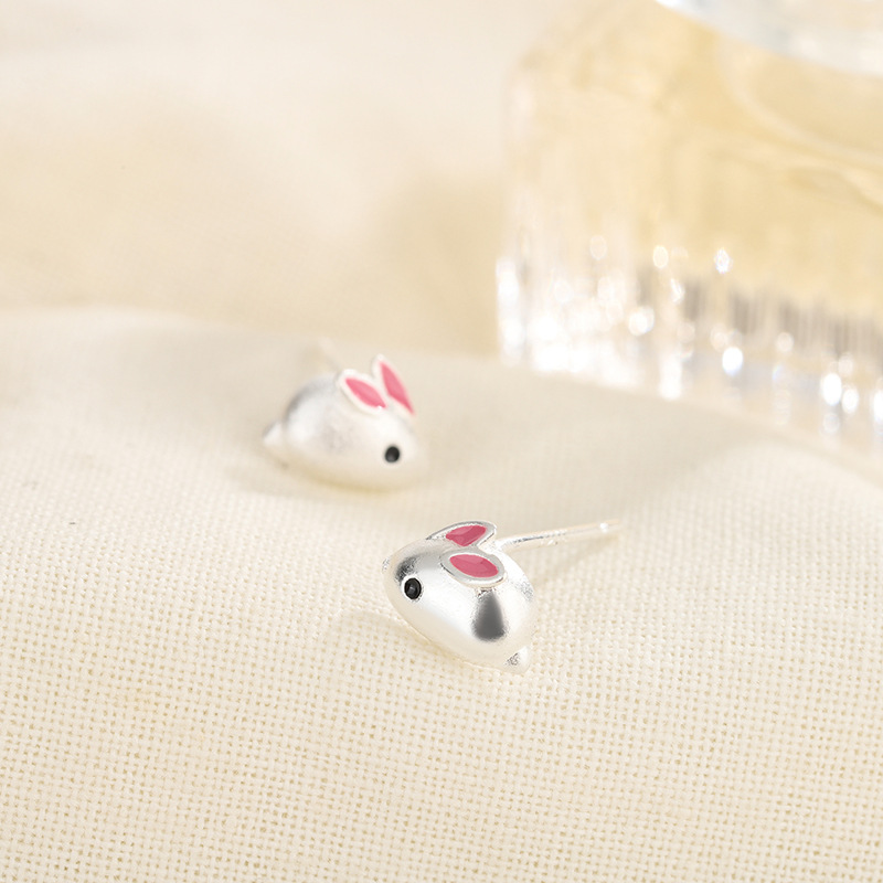 Cute Rabbit Copper Enamel Ear Studs 1 Pair display picture 4