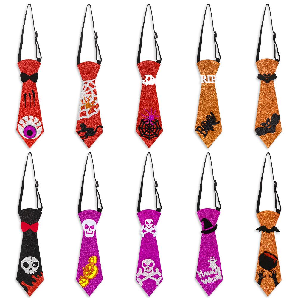 Pajarita de Halloween para niños, fiesta de disfraces para adultos, corbata sin nudos, decoración de fiesta, corbata de calavera de calabaza