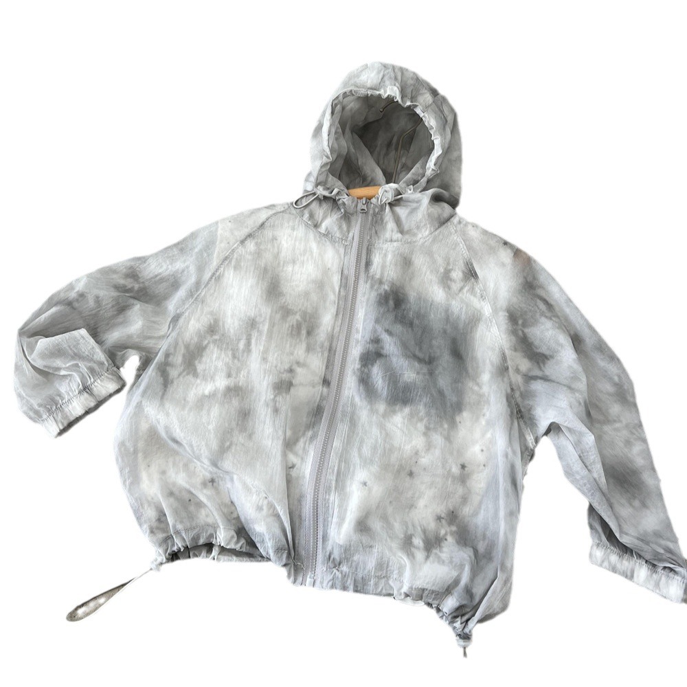 Summer new boys' and girls' lightweight tie dye hooded outerwear, children's ink sunscreen skin, air-conditioned_voghion.com