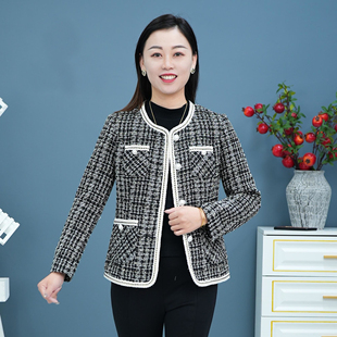 Middle-aged mother autumn small fragrant style coat 2025 new middle-aged and elderly women's spring and autumn suit short foreign style top