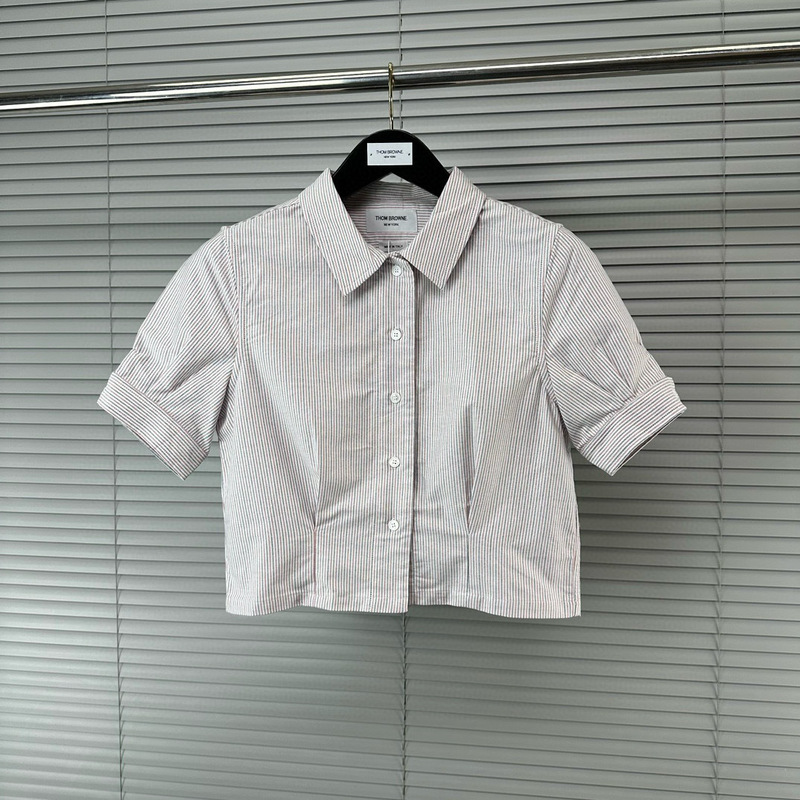 Factory Direct TB Women's Red White Blue Striped Oxford Doll Sleeve Short Sleeve Shirt Simple All-match Shirt Top