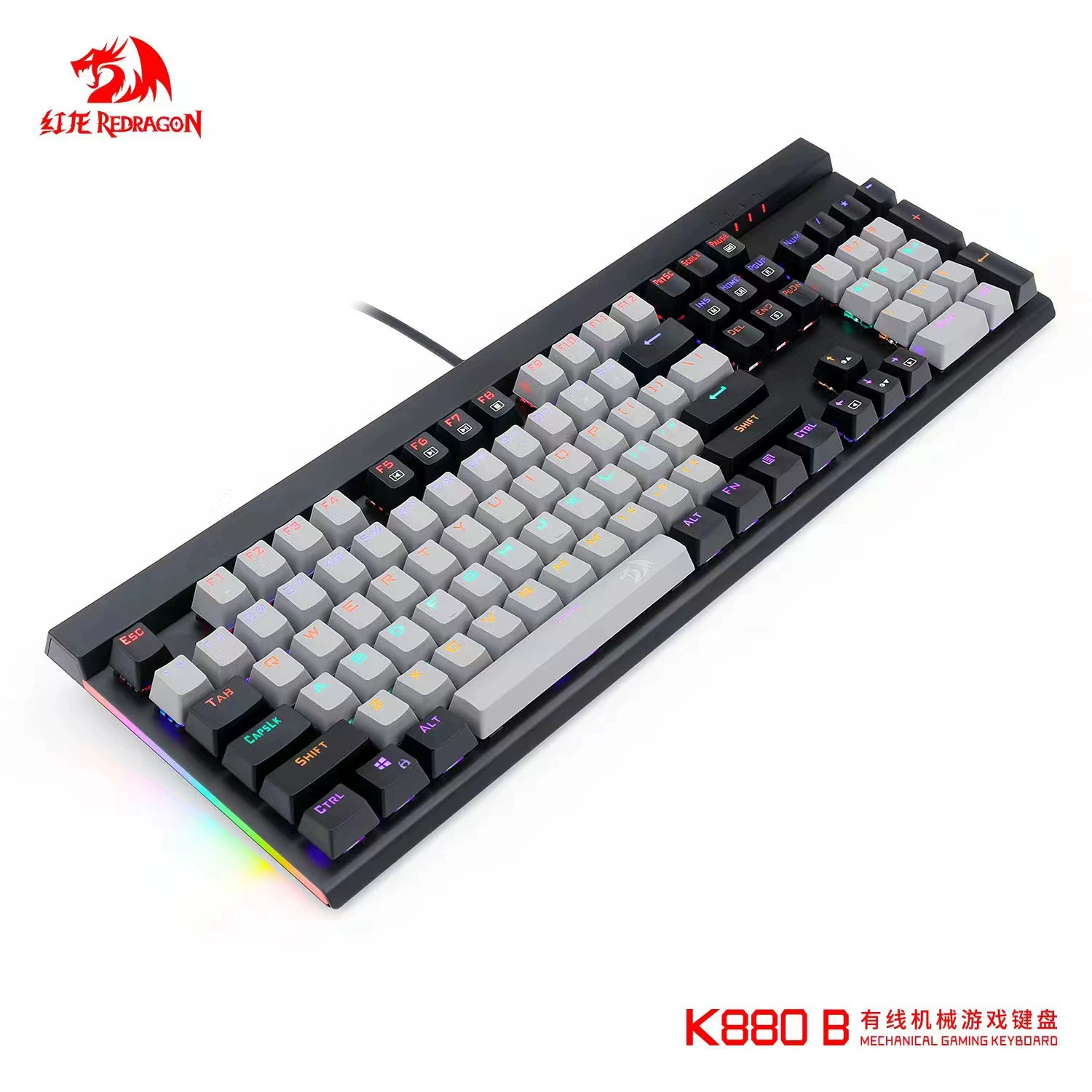Red Dragon Redragon Rainbow K880 проводная механическая клавиатура для киберспорта, поддержка hot-swap, офисная, красная