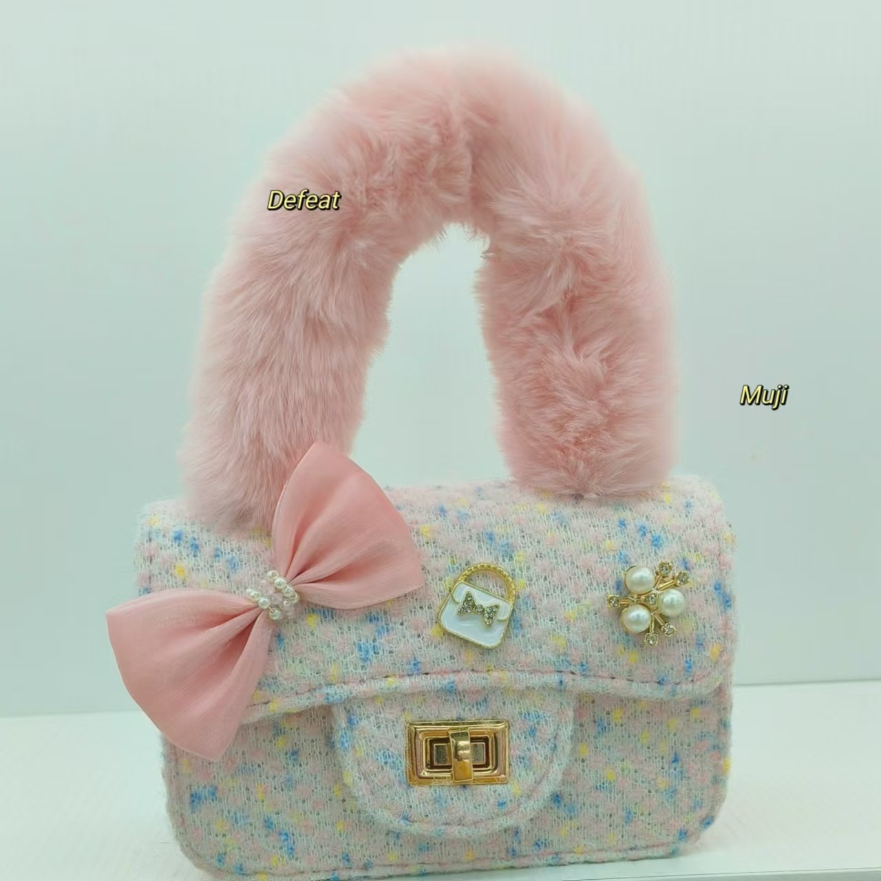 Bolsa de peluche de arco, bolso de princesa, bolso de hombro de niña, accesorios, bolso de cinturón, bolso de cambio