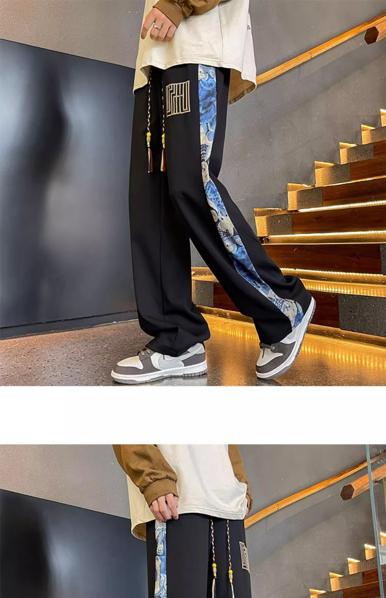 New Chinese style spring and autumn, new loose size men's wide straight leg sanitary pants, casual long pants for men_voghion.com