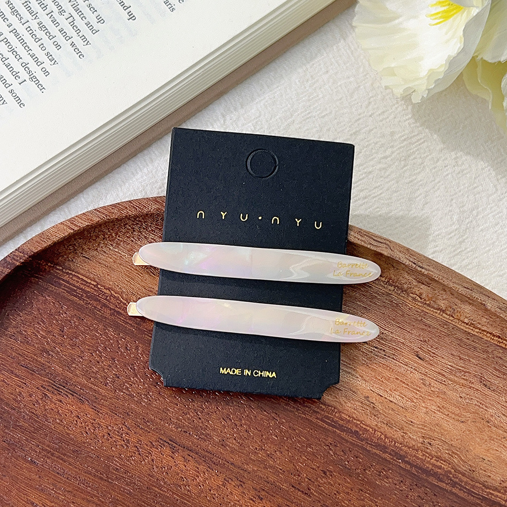 Horquilla de hoja de sauce de ácido acético estándar dorado, clip de flequillo de todo fósforo de moda, clip de una palabra, clip lateral de temperamento elegante, 2 horquillas