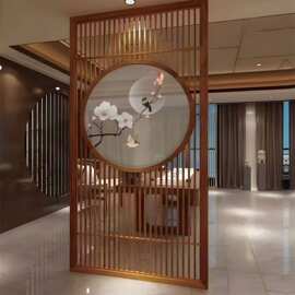 东阳木雕实木花格客厅入户进门玄关遮挡新中式屏风隔断木格栅