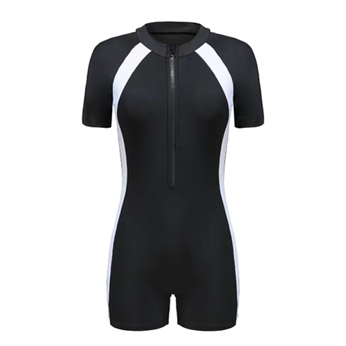 Ladies' wholesale new style one-piece swimsuit, long/short sleeve, flat bottom, plus size, conservative, stomach covering, hot spring professional swimwear