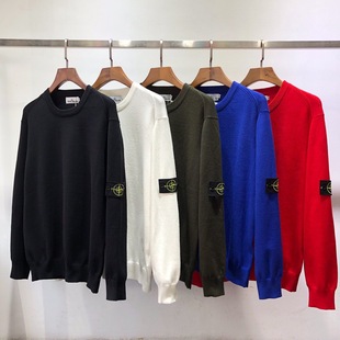 Cross-Border Stone Island Stone Island Autumn and Winter Sweater Basic Classic Armband Couple Round Neck Pullover Long Sleeves