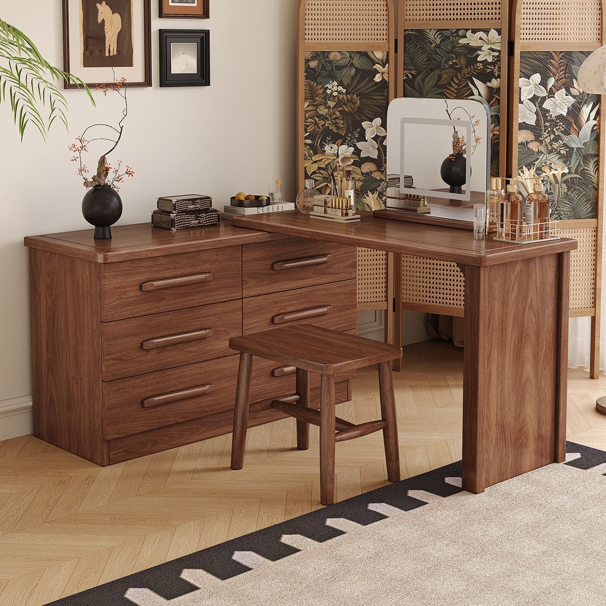 North American Style Black Walnut Dressing Table Bedroom Modern Simple Dressing Table Storage Cabinet Integrated Dressing Table Bedside Cabinet