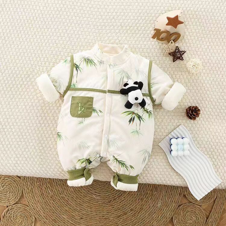 Bebé niños y niñas Otoño e Invierno acolchado mono de dibujos animados lindo muñeca mameluco invierno ropa de algodón acolchado mameluco del bebé