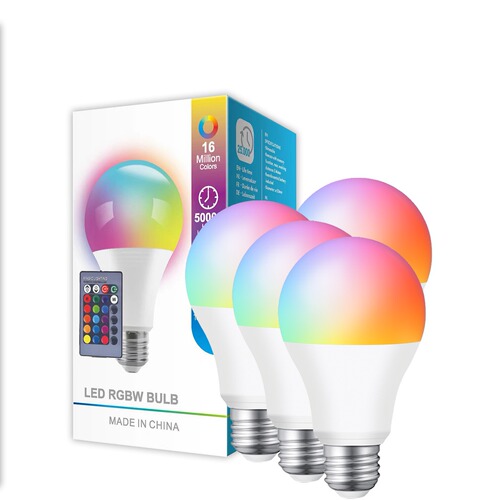 RGB bulb LED, 220V colorful bulb remote control smart bulb RGBW white light E27