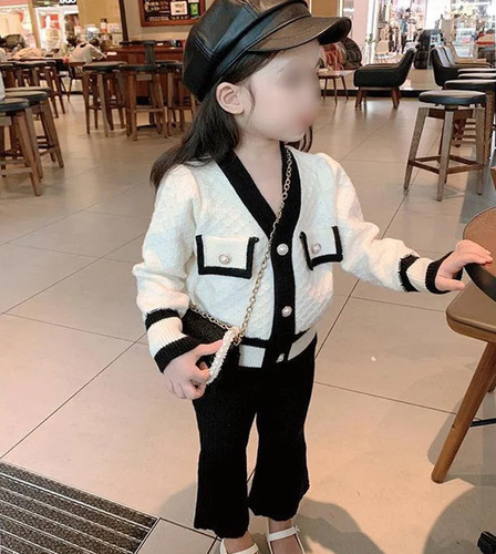 Korean children's clothing  spring and autumn girls' French style knitted cardigan children's temperament fashionable sweater jacket