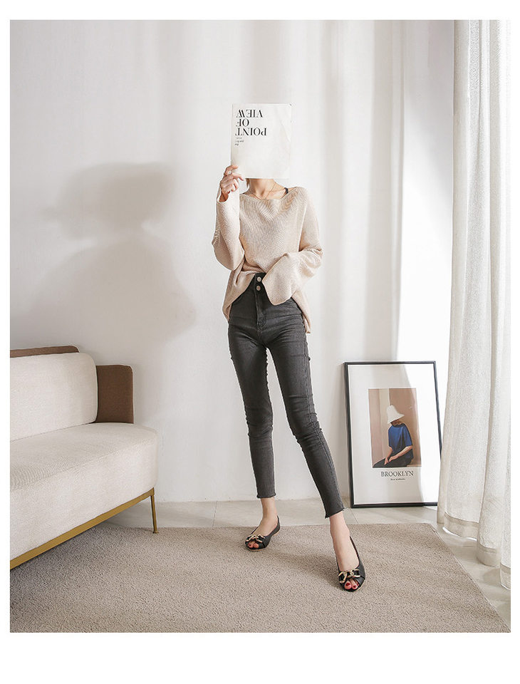Giày bệt nữ mũi nhọn hở mũi kiểu miệng cá, đế bệt gót thấp 1–3 cm, dễ mang — Màu mơ, Màu đen chi tiết 13
