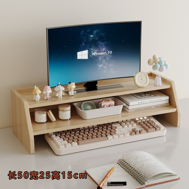 シンプルなコンピュータディスプレイが高くなっています。二重の事務机のファイルスタンドの多層のデスクトップの収納棚の卸売りです。|undefined