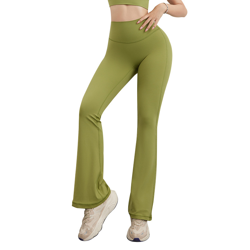 Pantalones de yoga pantalones acampanados desnudos Levantamiento de cadera cintura alta bolsillo deportes fitness Pantalones deportes fitness pantalones polainas desgaste exterior