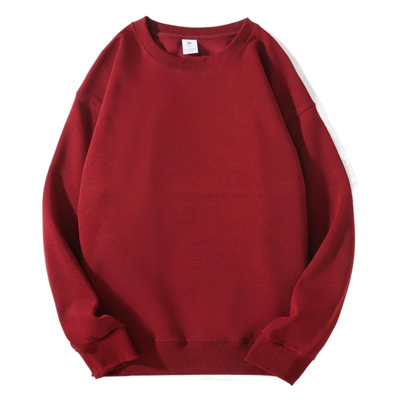 Hua algodón tejido liso de doble cara, hombros cómodos, cuello redondo, suéter de manga larga, camisa publicitaria, ropa de trabajo grupal, logotipo personalizado