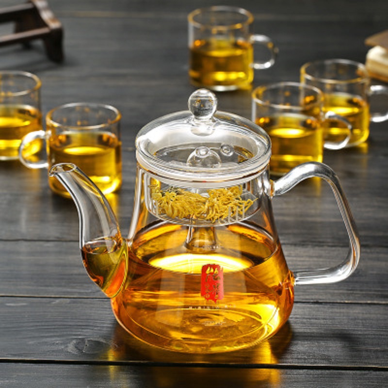 Fábrica al por mayor tetera de vidrio de alta borosilicato material tetera de cocina olla de energía de gran capacidad estufa de cerámica eléctrica tetera de flores y hierba