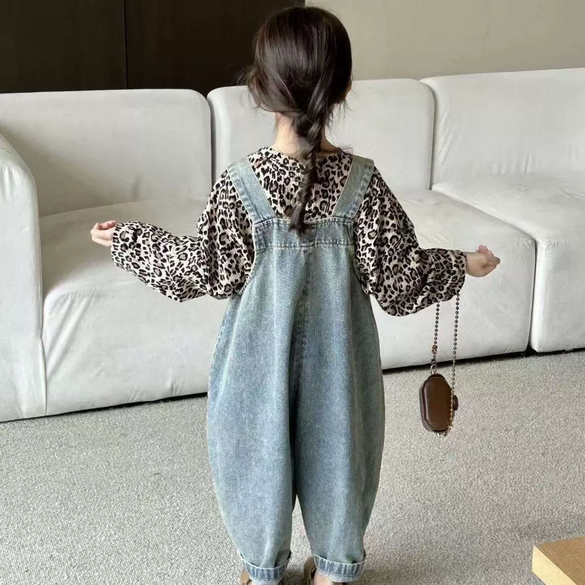 Детский джинсовый комбинезон в западном стиле, деми‑сезон, размеры 90–140 см