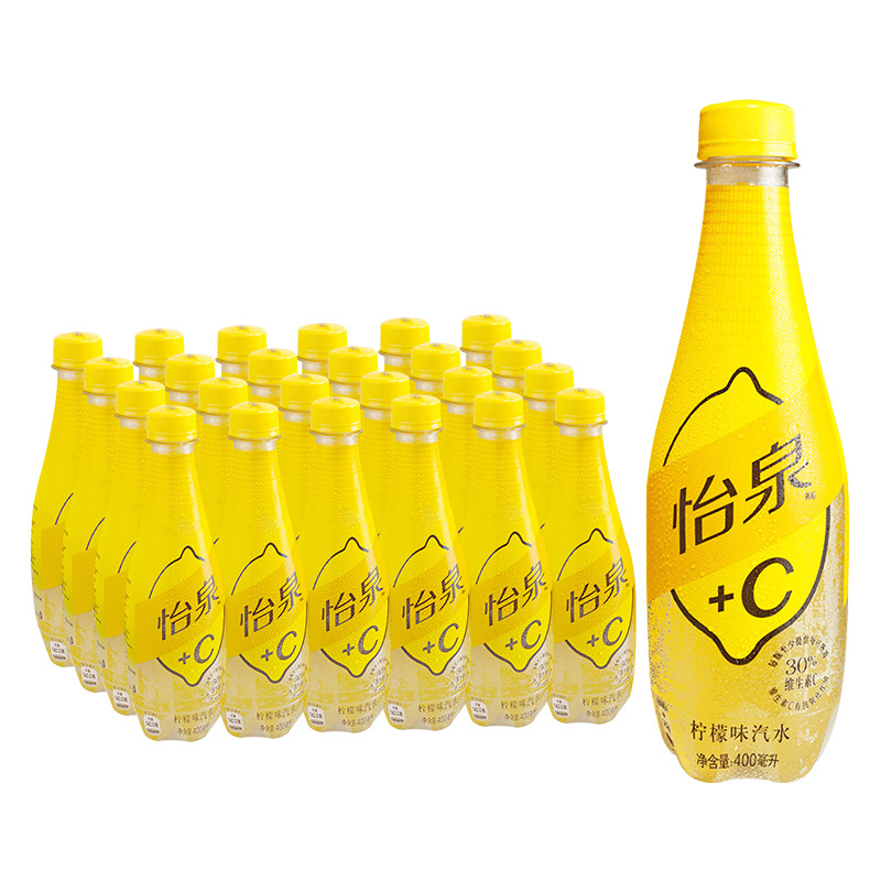 怡泉柠檬C苏打水+C饮料400m*12l瓶装整箱碳酸柠檬含气饮料汽水批