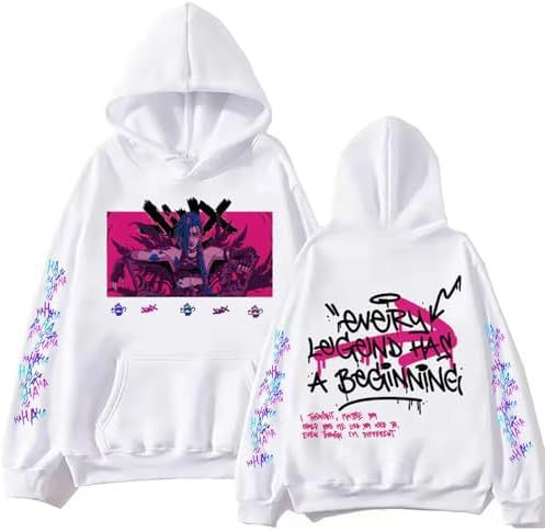 ElegancwCLOW Anime Arcane-Jinx Hoodie Harajuku Hip Hop Pullo