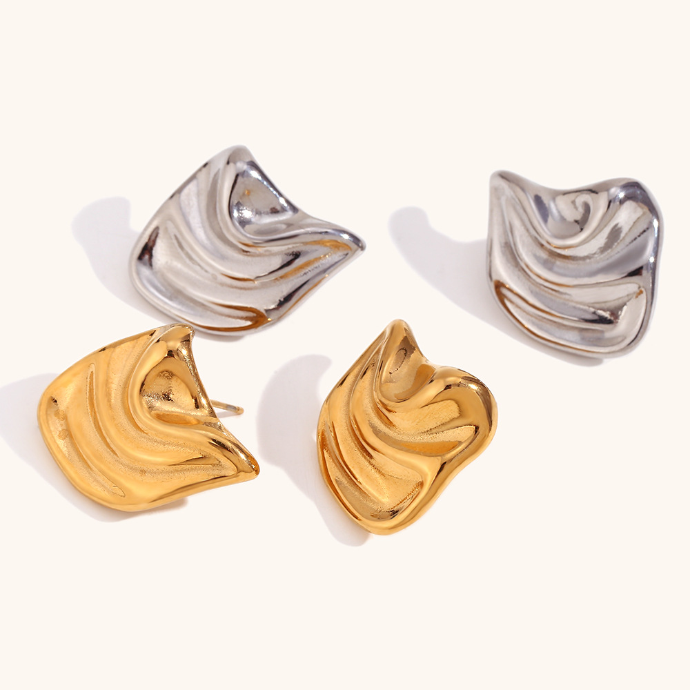 geometric golden small design earrings stainless steel
