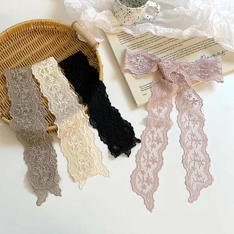 Pañuelo de seda de encaje, sensación de alta calidad, nuevo bolso atado, cinta larga, decoración de cinta, bufanda pequeña, turbante multiusos, cinturón de cinta para el cabello