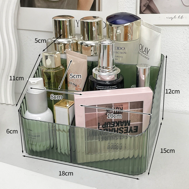 Cosmetic storage box, tabletop organizer, transparent multi-compartment, compact 4-cell options