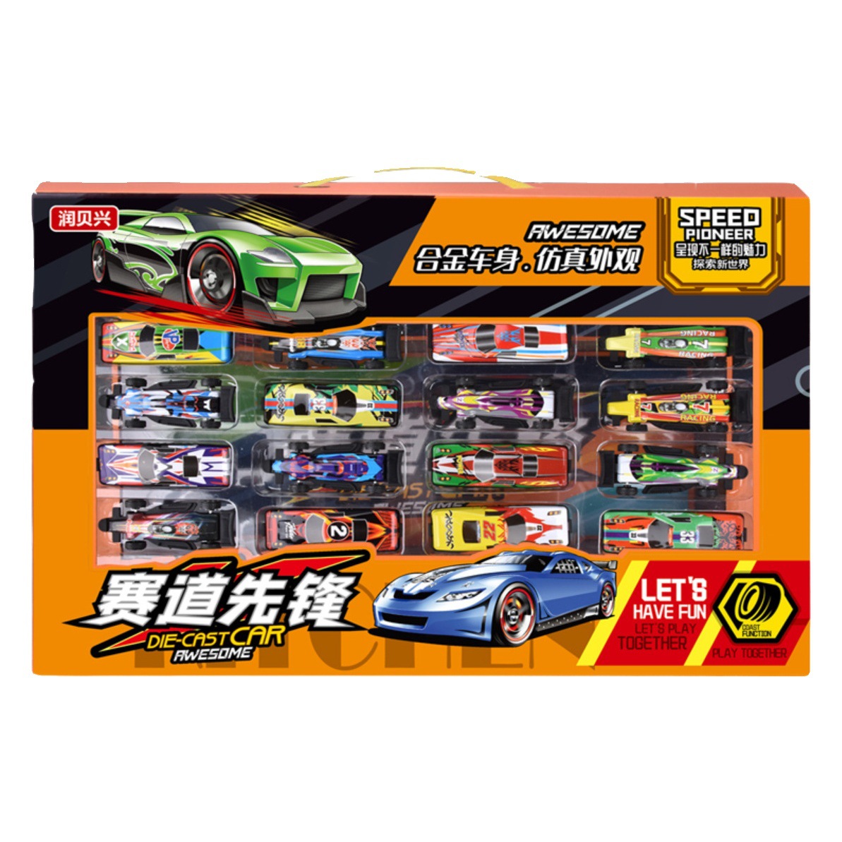 Coche de aleación de metal coche de juguete niños niño coche de carreras kindergarten clase de entrenamiento caja de regalo traje