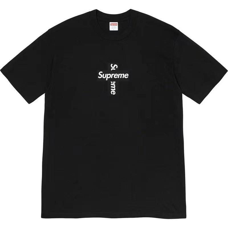 Supreme潮牌街头米兰纯棉重磅经典男女同款宽松百搭字母T恤衫短袖
