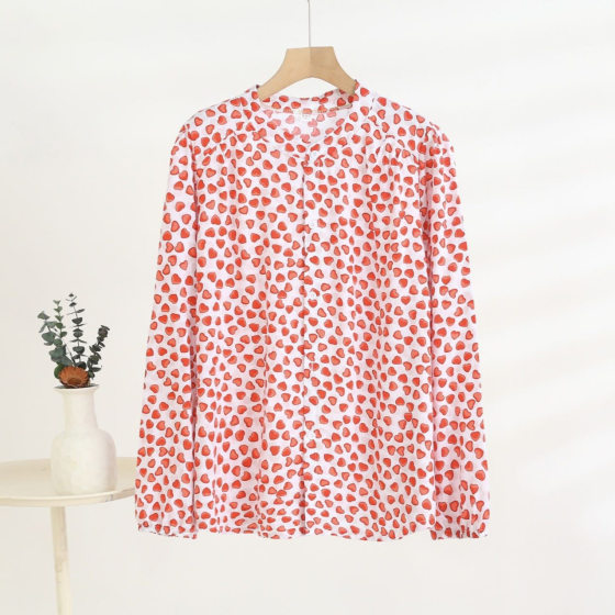 Cotton Silk Shirt Women's Long-Sleeved Summer Cotton Silk Rayon Top Thin Long-Sleeved Shirt Sun Protection Outer Wear Can Be Worn Outside