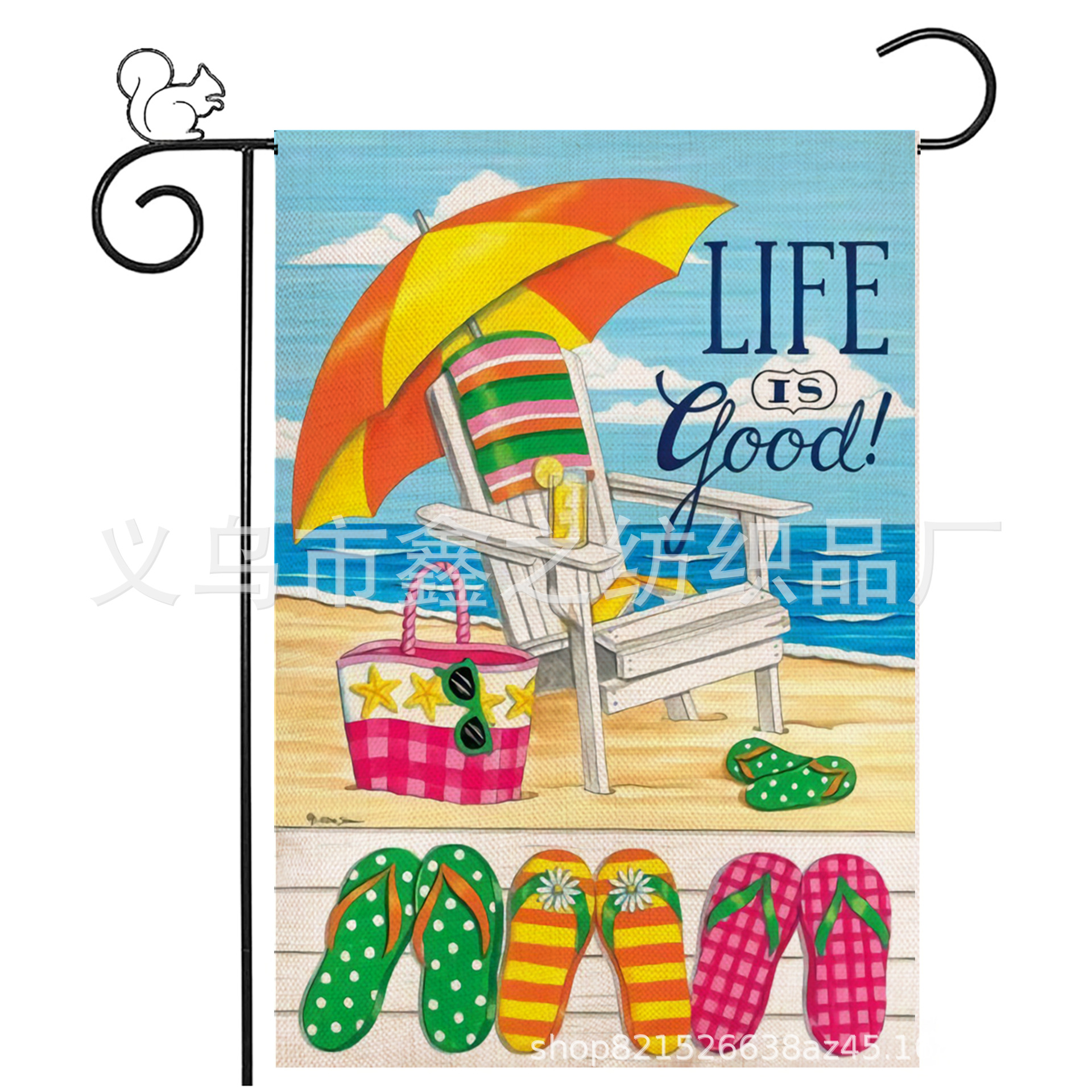 双面亚麻花园旗跨境热销夏季沙滩系列节日旗户外庭院旗帜夏天装饰