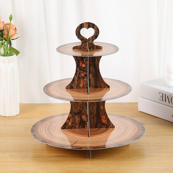 Net red wood grain cake table retro atmosphere dessert table decoration wedding party cake rack wholesale