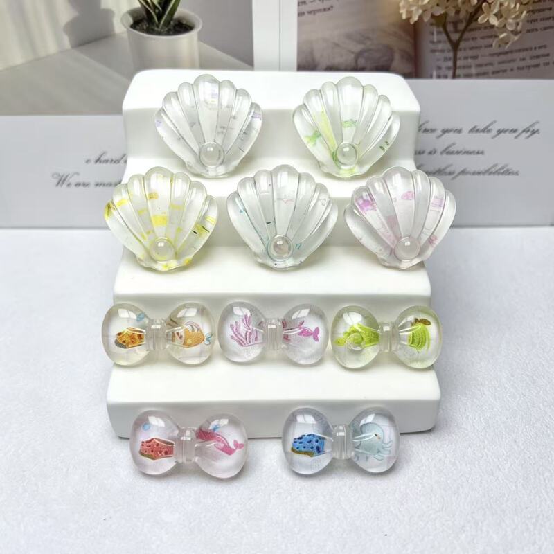New Acrylic Transparent Shell with Colorful Plating Bow Tie DIY Handmade Resin Hairpin Accessories Shoe Decoration Parts