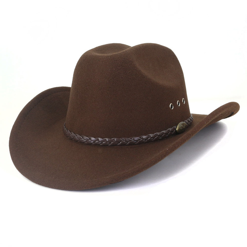 Amazon Aliexpress Cross-Border New Western Cowboy Hat Woolen Hat Big Brim Hat Ethnic Minority Style Jazz Hat
