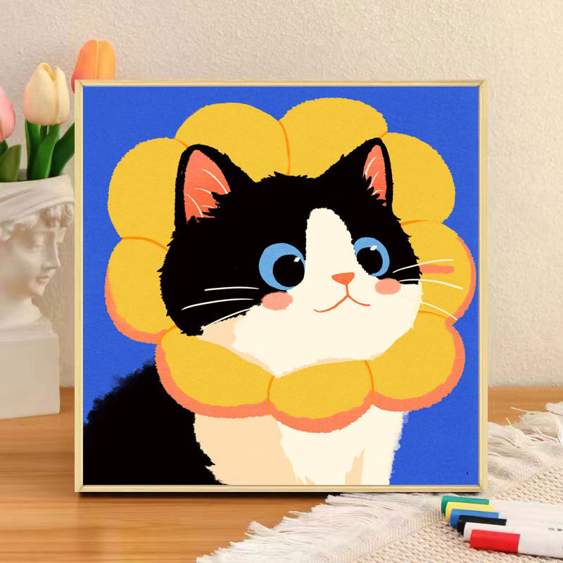 子猫デジタル油絵 diy 着色かわいい漫画動物手作り子供のシンプルな油絵装飾卸売|undefined