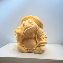 黄杨木雕蛙仙人动漫卡通创意根雕小众实木雕刻小摆件工艺品茶宠