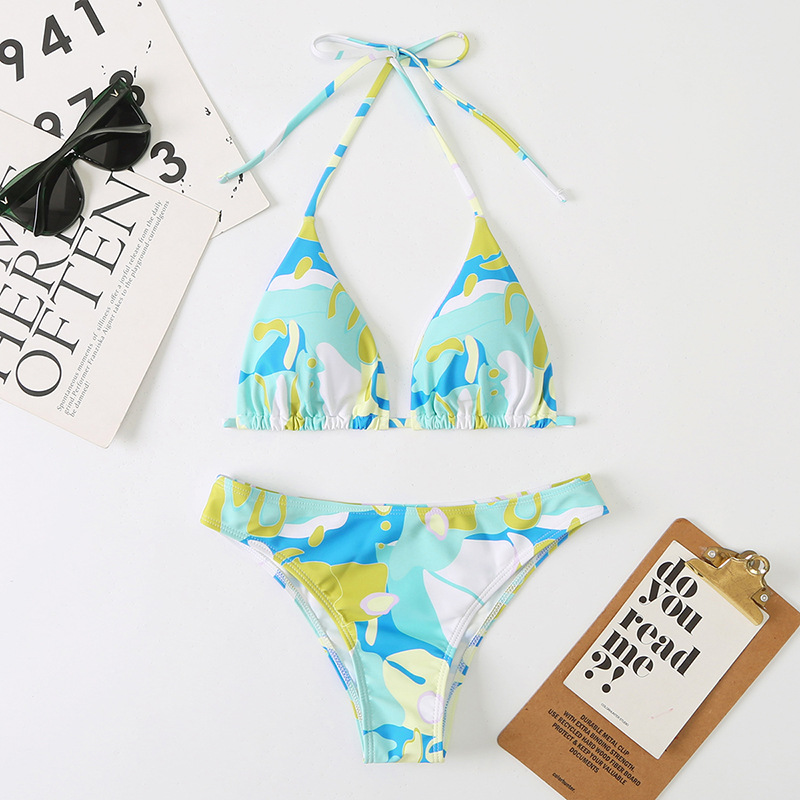 New Style Women's Two-Piece Sexy Digital Print Tie-Up Bikini Swimsuit Beach Swimwear Two-Piece Style