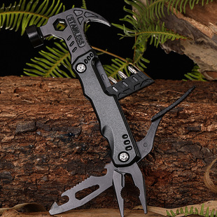 Wholesale stainless steel folding pliers outdoor portable multi-functional black claw hammer camping emergency tool hammer