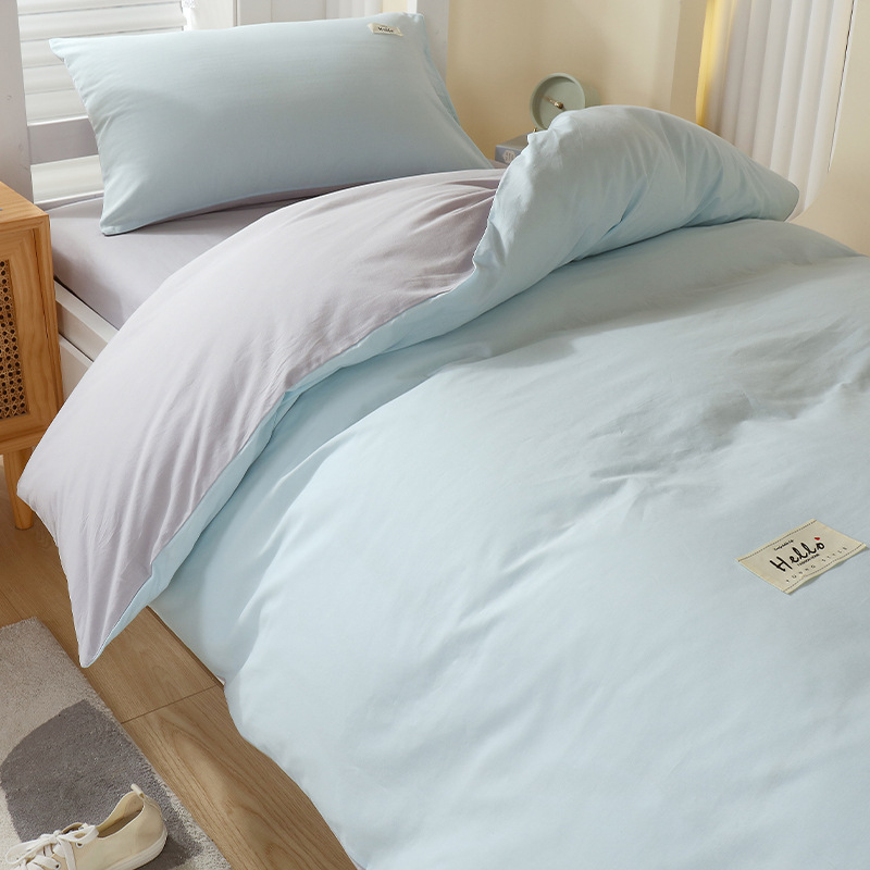Ropa de cama de tres piezas para dormitorio de estudiantes universitarios, juego de cuatro piezas de algodón puro, funda de edredón de sábana individual 100% algodón