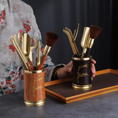Brass tea set accessories tea bucket tea ceremony set solid wood tea ceremony six gentlemen tea brush tea knife tea clip needle tea spoon
