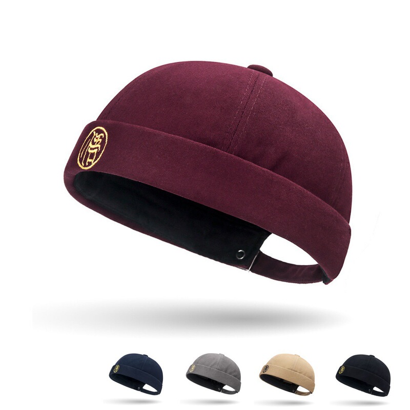 Retro Chinese-Style Trendy Street Fashion Brimless Hip-Hop Docker Hat Men's Hat with Printed Text Fashionable Versatile Buddha Style