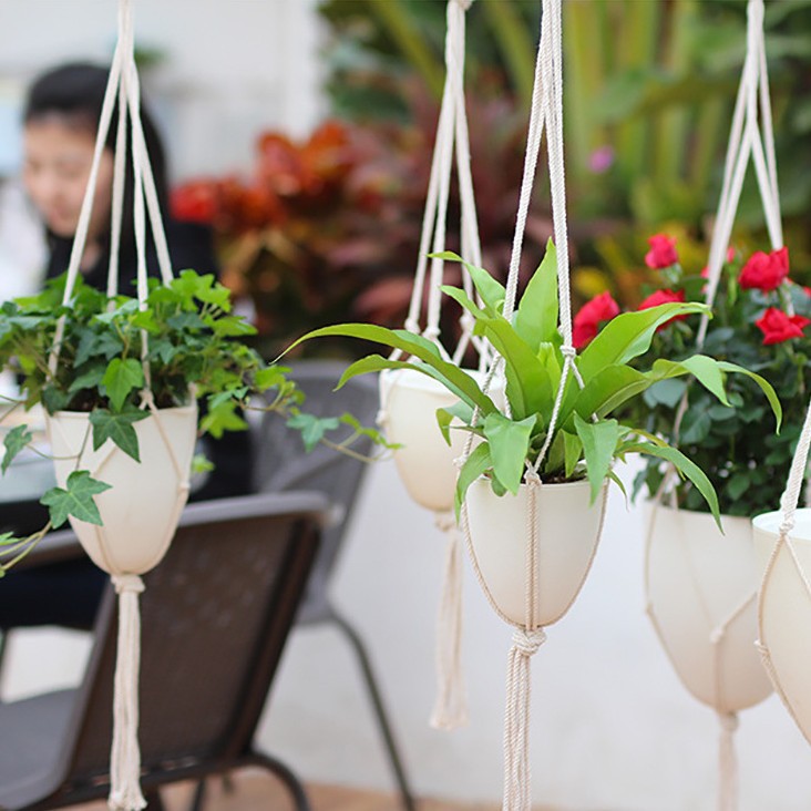 Ruolan gardening wholesale new plastic lazy large flower pot D hanging basin egg shape with cotton rope lanyard Nordic self-priming Basin