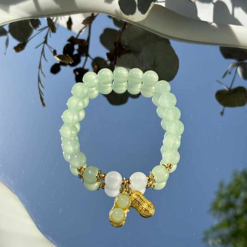 S063-모조 천연 녹색 마노 좋은 땅콩 팔찌#SZ516 모델