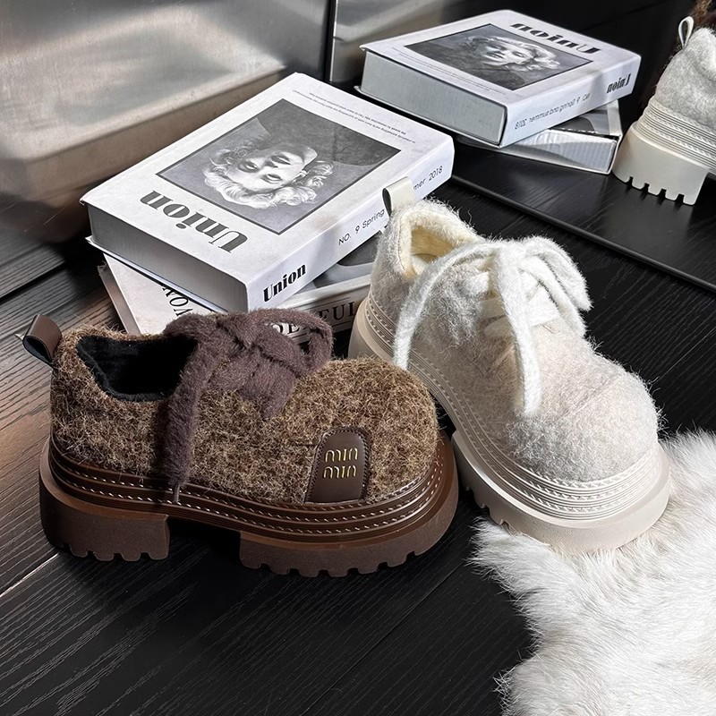 Retro fashionable universal casual loafers platform