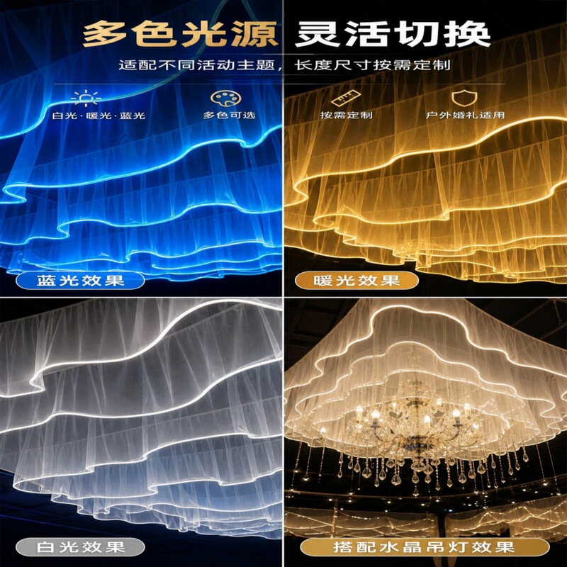 Mesh light strip, luminous ceiling drapery, ceiling decoration, LED light strip, outdoor camping, wedding, restaurant decoration, ceiling Mesh light strip, luminous ceiling drapery, ceiling decoration, LED light strip, outdoor camping, wedding, restaurant decoration, ceiling