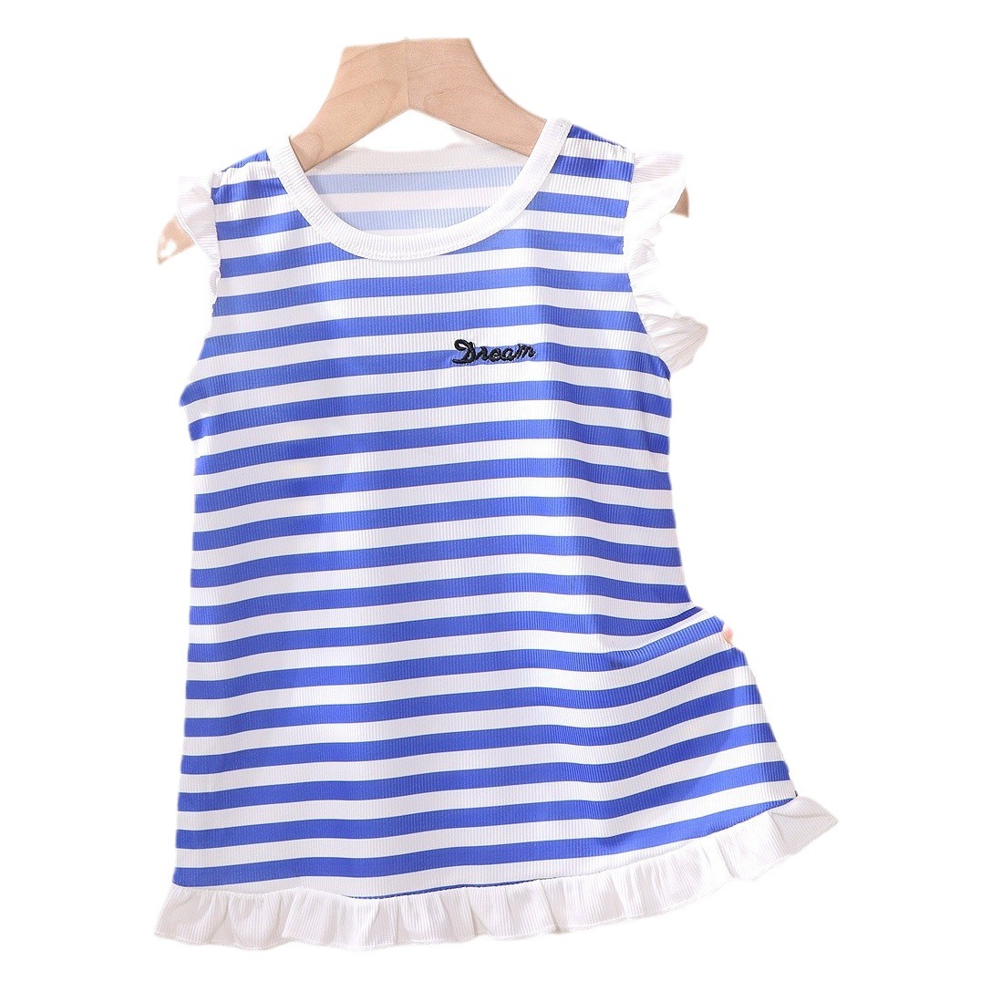 Verano niñas vestido de princesa niñas rayas estilo occidental sin mangas suspender vestido bebé casual playa vestido niños vestido