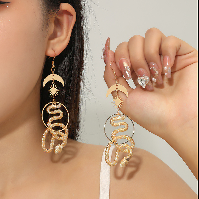 Snake Pattern Women'S Gender Snake Plating Alloy No Inlaid Earrings