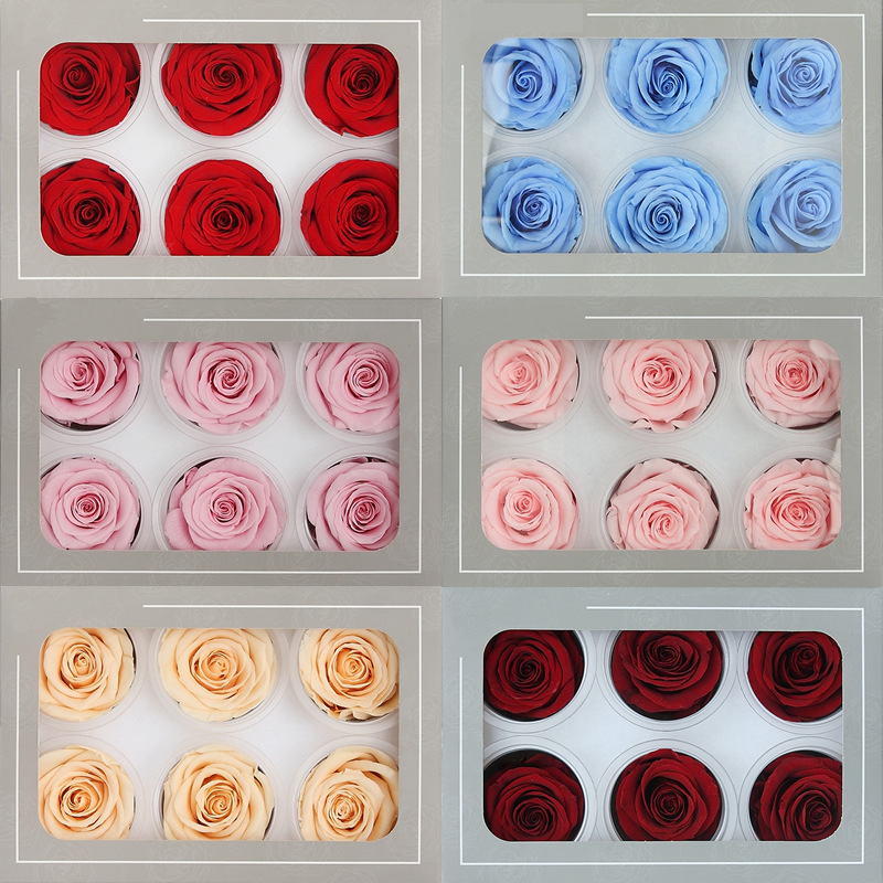5-6CM immortal rose gift box glass cover production material eternal flower keychain car hanging flower material preserved flower